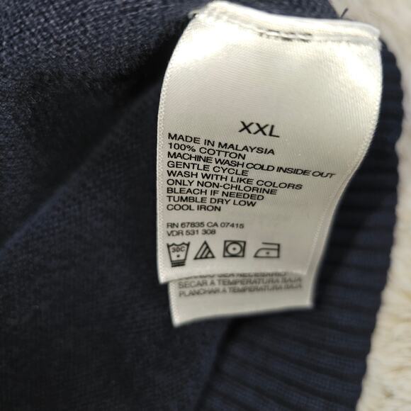 Nautica 100% Cotton Vneck Sweater, Contrast Stitching, XXL - Picture 3 of 6